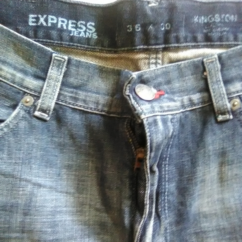 Express blue jeans distressed 36x30 new men's rare - Picture 3 of 7